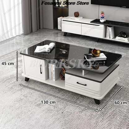 Coffee table living room home light luxury modern simple coffee table TV cabinet combination apartment tempered Glass table