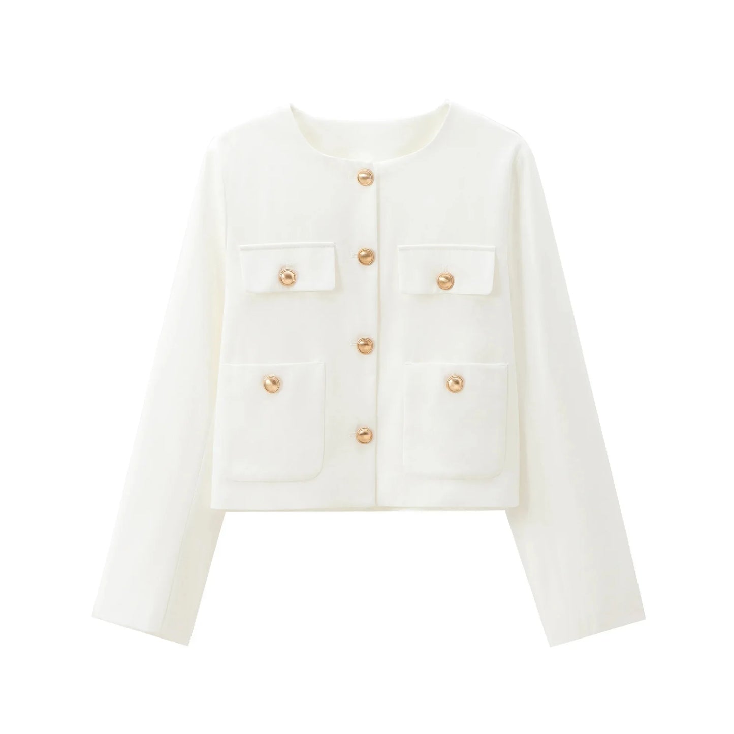Fall Hot Sale Of The Season New Pure Color Short Coat round Neck Single Button Elegant Lady Niche 8630555 Polyester Fiber Full S