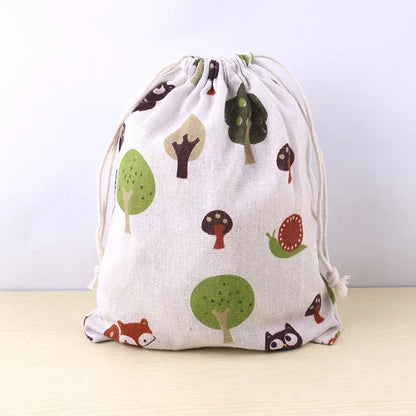Pet Toys & Snacks Storage Cotton Linen Fabric Pouch Drawstring Bag Cute Kids Travel Cloth Shoes Storage Bag Makeup Case Gift Bag