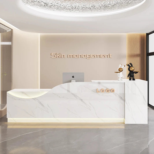 Customized Equipment Reception Desk Beauty Simple Creative Aesthetic Reception Desks Trendy Luxury Mostrador Office Furniture