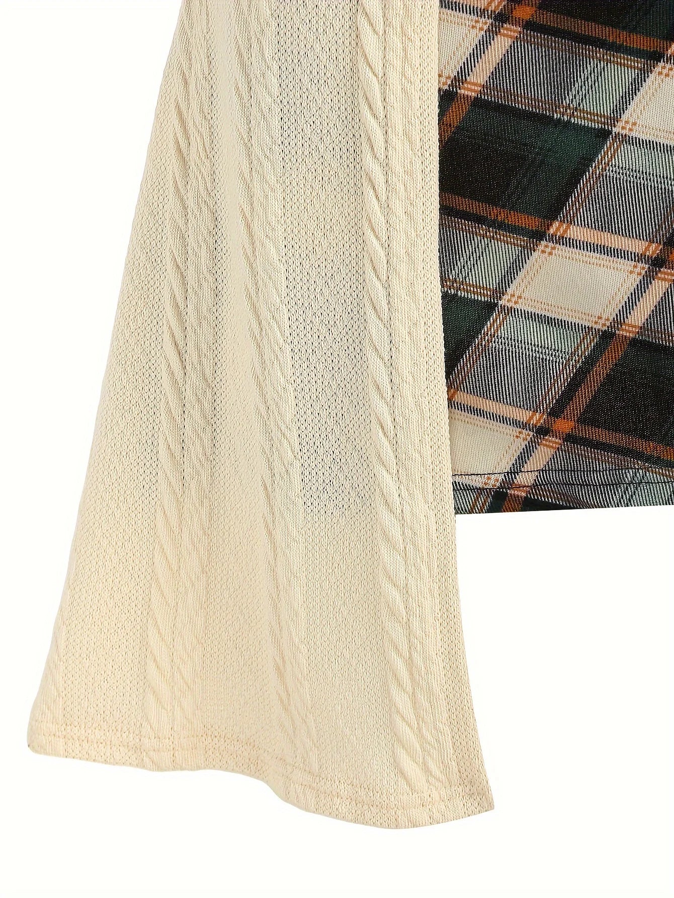 European and American fashion elegant temperament stitching buckle plaid printed knit dress women