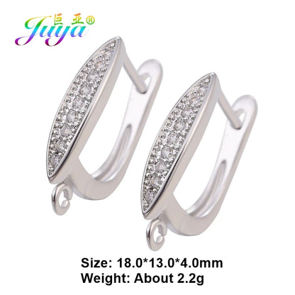 Juya 18K Gold Silver Plated Fastener Bales Fixture Earring Hook Locks For DIY Women Fashion Crystal Agate Charms Earrings Making