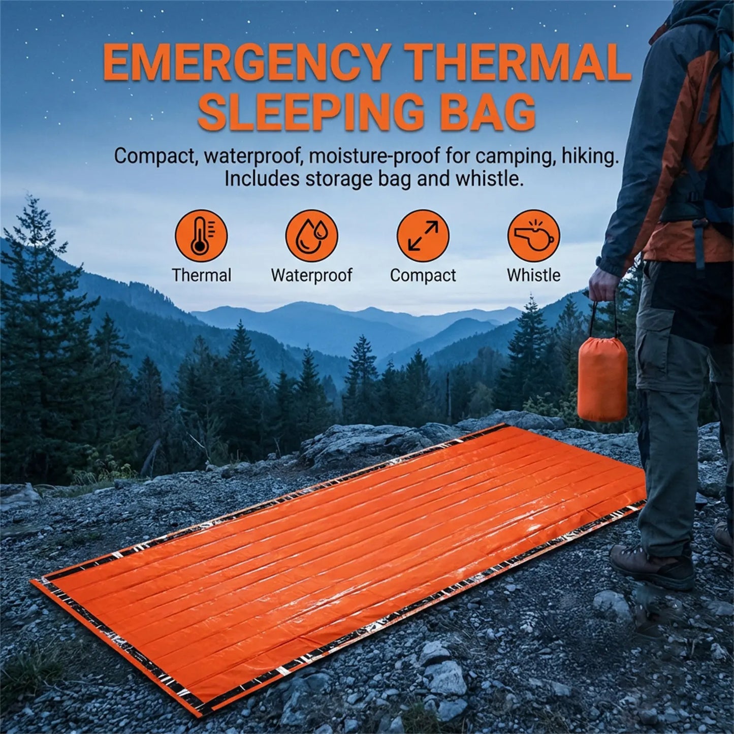 Emergency Sleeping Bag for Outdoor Camping Lightweight Waterproof Insulated Portable Design for Hiking and Travel Sleeping Gears