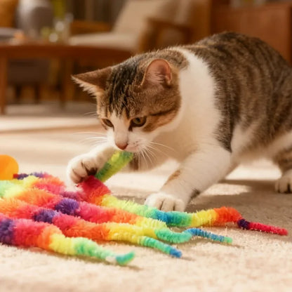 20-1Pcs Cat Interactive Toys Colorful Noctilucent Bouncing Balls Indoor Floor Cat Worm Caterpillar Elastic Toy Pet Supplies