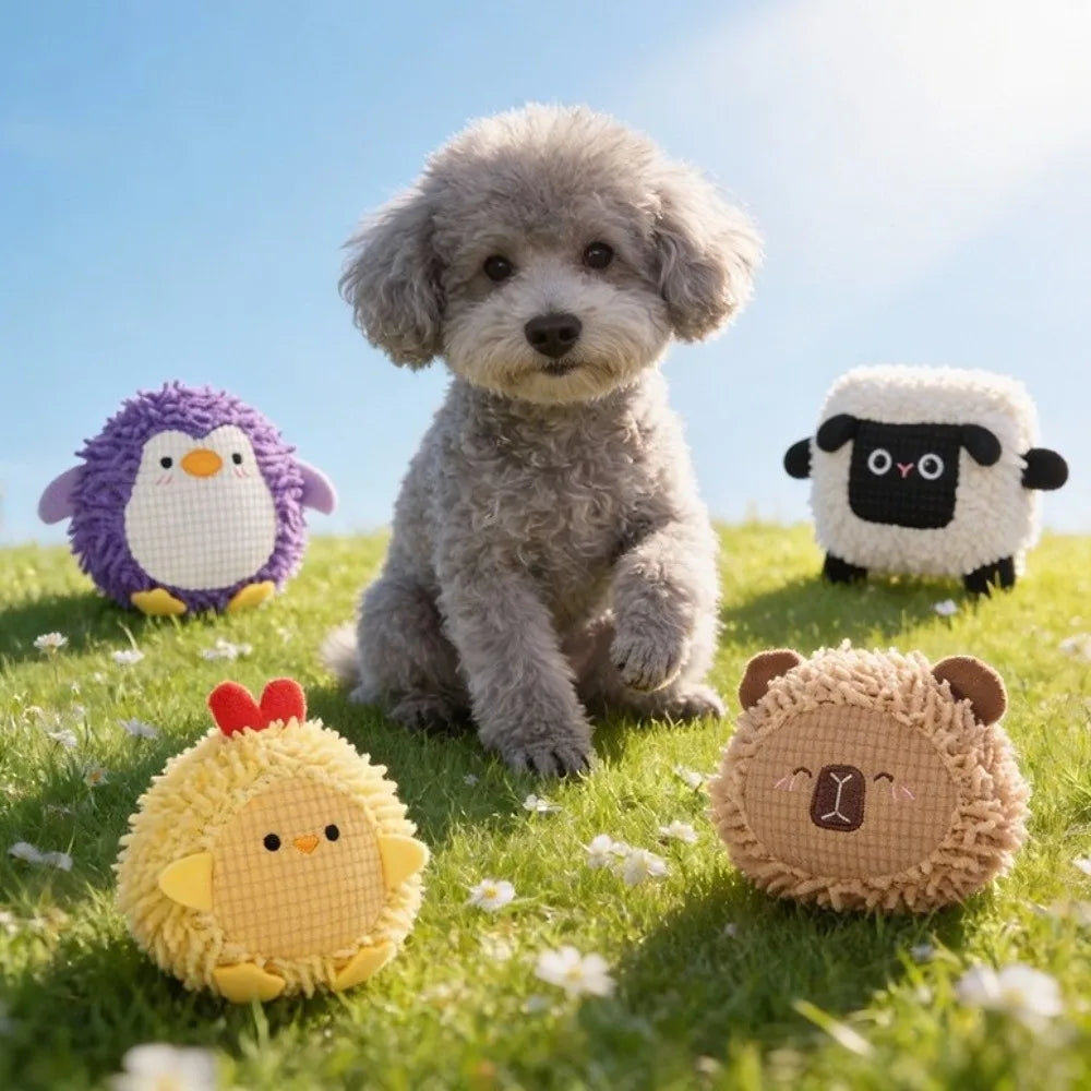 Cartoon Animal Shaped Pet Squeak Toys Bite Resistant Cute Pet Plush Toys Non-Toxic Funny Interactive Pet Toys Teething Cleaning