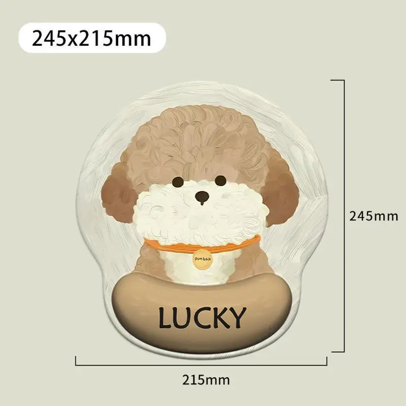 Cartoon Puppy Mouse Pad with Wrist Rest Non-Slip Soft Ergonomic Desk Mat For Office Gaming Computer Desk Universal Mousepad
