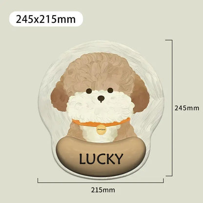 Cartoon Puppy Mouse Pad with Wrist Rest Non-Slip Soft Ergonomic Desk Mat For Office Gaming Computer Desk Universal Mousepad