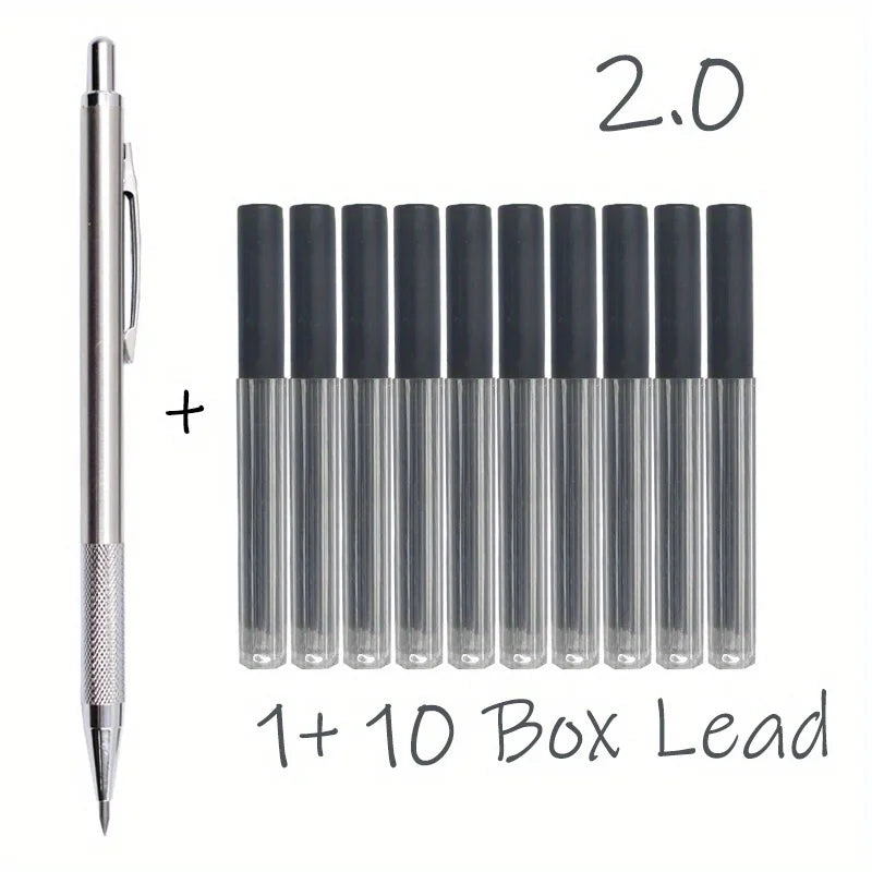 All Metal Mechanical Pencils 0.3, 0.5, 0.7, 0.9, 1.3 2.0Mm Lead Refills  Art, Writing, Sketching Retractable Design