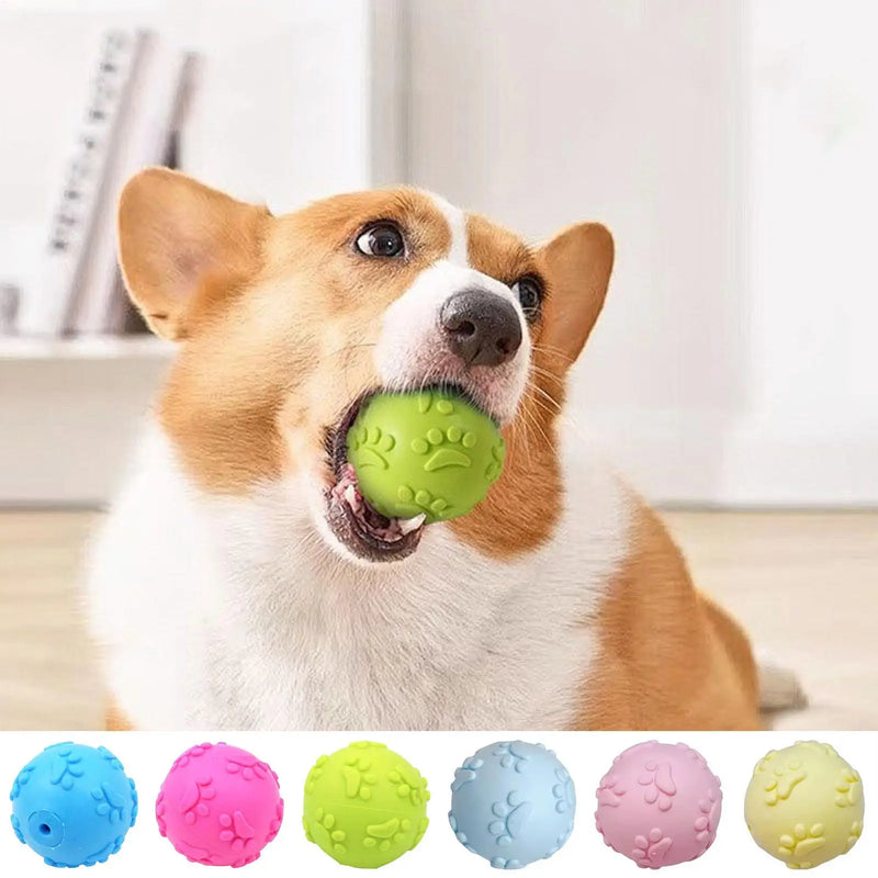 Puppy Chew Ball Pet Teething Training Squeaky Ball Dog Teething Toy for Home Apartment Garden Park Living Room Bedroom Garage