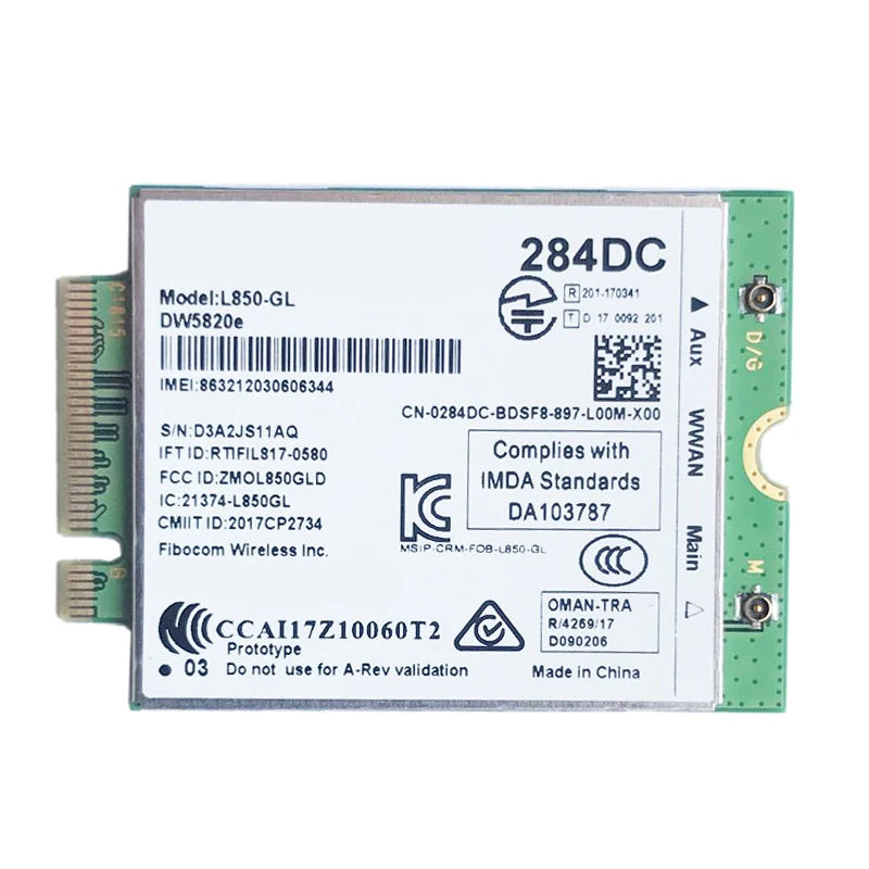 DW5820E L850-GL LTE 4G Card Module 0284DC 284DC for Dell Laptop 3500 5400