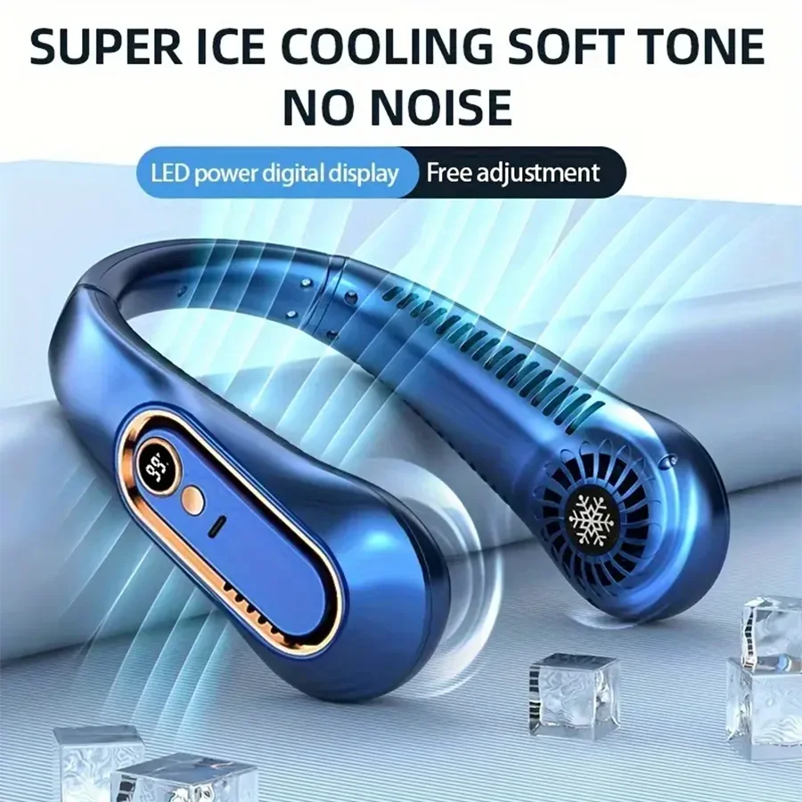 2025 New Best Sellers Wearable Neck Fan Portable Air Conditioner Bladeless Neck Fan Air Cooler 5 Gears and LED Display Screen