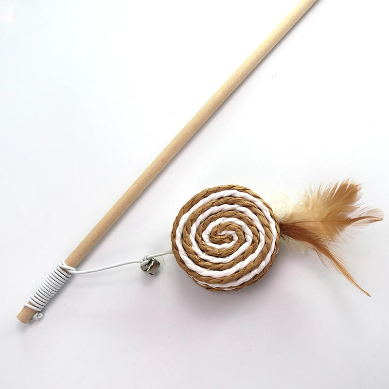 Funny Pet Cat Toys Interactive Cat Teaser with Feather 40CM Wooden Stick Mice Fish Chick Katten Speelgoed Chats Pet Accessories