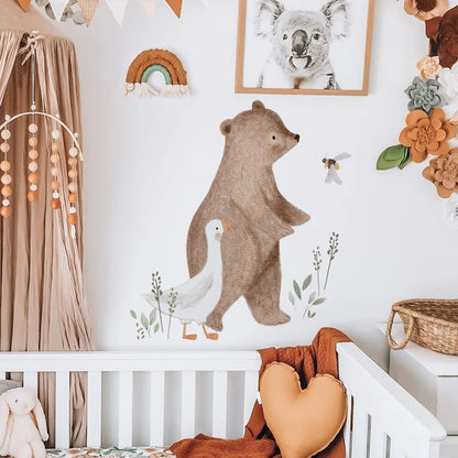 Cartoon Bear Deer Rabbit Bird Bee Plant Wall Sticker Art Decal Room Bedroom Living Room Door Office Corridor Interior Home Decor