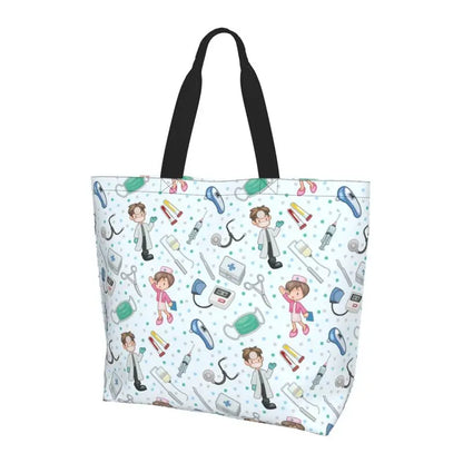 Custom Enfermera En Apuros Doctor Nurse Medical Large Capacity Tote Bag Shoulder Bag Handbags for Women Grocery Shopping Bags