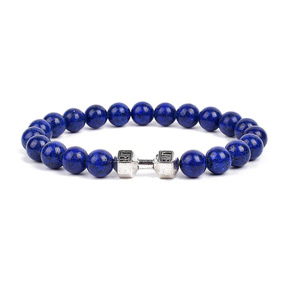 Dumbbells For Men Beads Bracelet Natural Black Volcanic Lava Stone Energy Barbell Fashion Bracelets Bangles Handmade Jewelry
