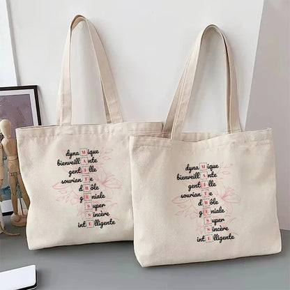 Teacher Theme Tote Bag Inspired School Shoulder Bag with French Style Design, Educational Motif Handbag Cadeau Maitresse D'école