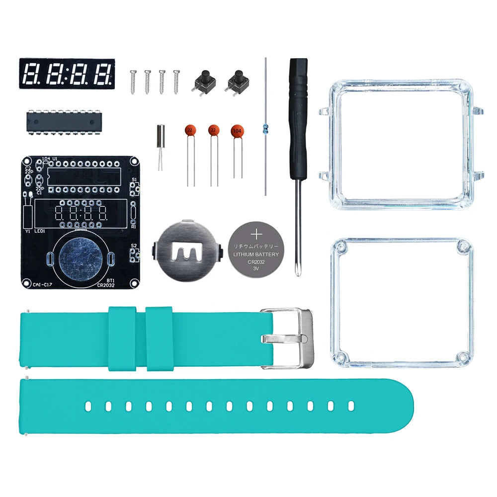 DIY Electronic Watch Kit Creative LED Digital Display 3V Transparent Case Practical Welding DIY Electronic Kit