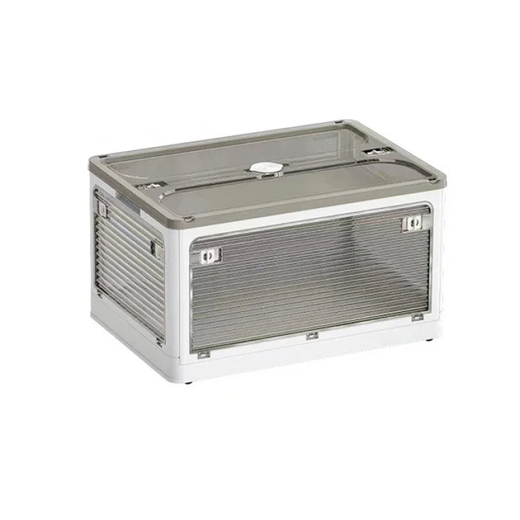 Foldable Book Storage Box, Large Capacity Transparent Plastic Storage Bin with Pull Ring Design, Easy to Open Lid, Space-Saving