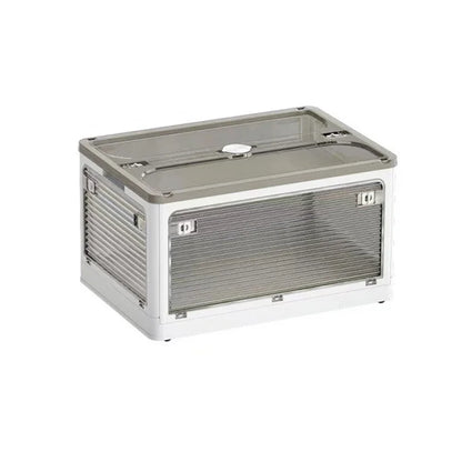 Foldable Book Storage Box, Large Capacity Transparent Plastic Storage Bin with Pull Ring Design, Easy to Open Lid, Space-Saving