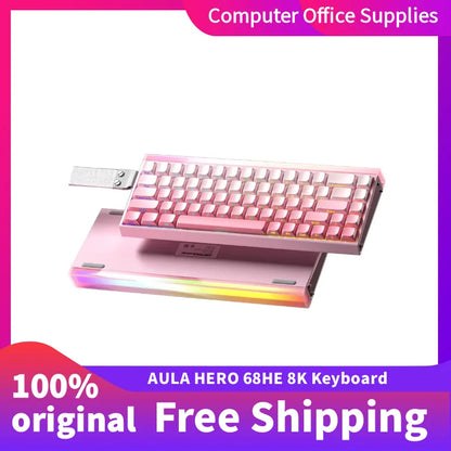AULA HERO 68HE 8K Magnetic Axis High Performance Gaming Keyboard Hybrid Bearing RGB Low Latency Custom Wired Gaming Keyboard