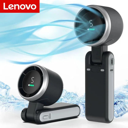 Lenovo Folding Handheld Fan 3-in-1 Fan 3600mAh Type-C Charge Ports Portable Desktop 5level Adjustment Electric Fan With Lanyard