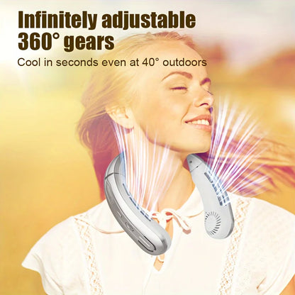 Lenovo Digital Display Neck Hanging Fan Portable 5 Speed Ultra Hanging Neck Fan USB Rechargeable Refrigeration Leafless Fan