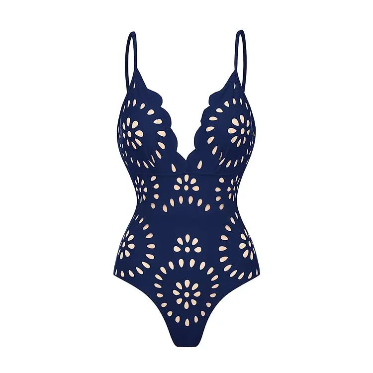 FLAXMAKER Flower Hollow One Piece Swimsuit and Skirt Women Beachwear Luxury Bathing Suit