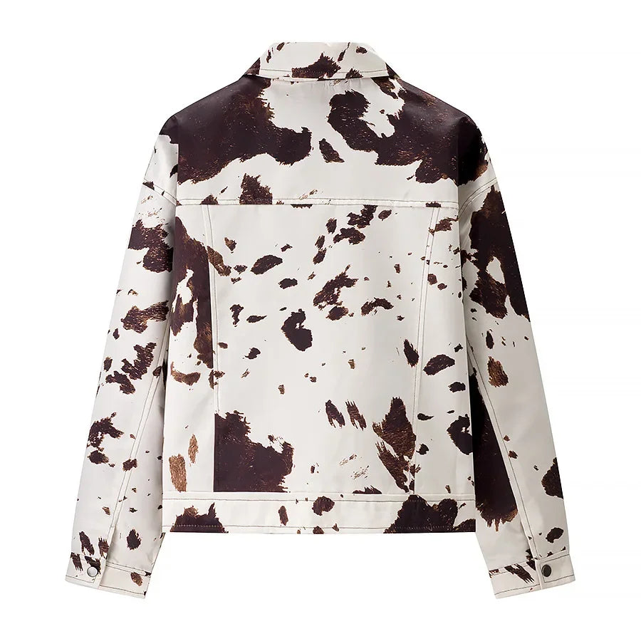 Cross-Border Best-Selling Women's Printed Collar Jacket Shirt Outerwear Full Sleeve Regular Type from Mainland China