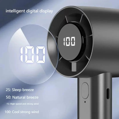 Lenovo Portable Mini Handheld Fan With LED Display Semiconductor Refrigeration 100 Speeds USB Rechargeable Battery Outdoor Fan
