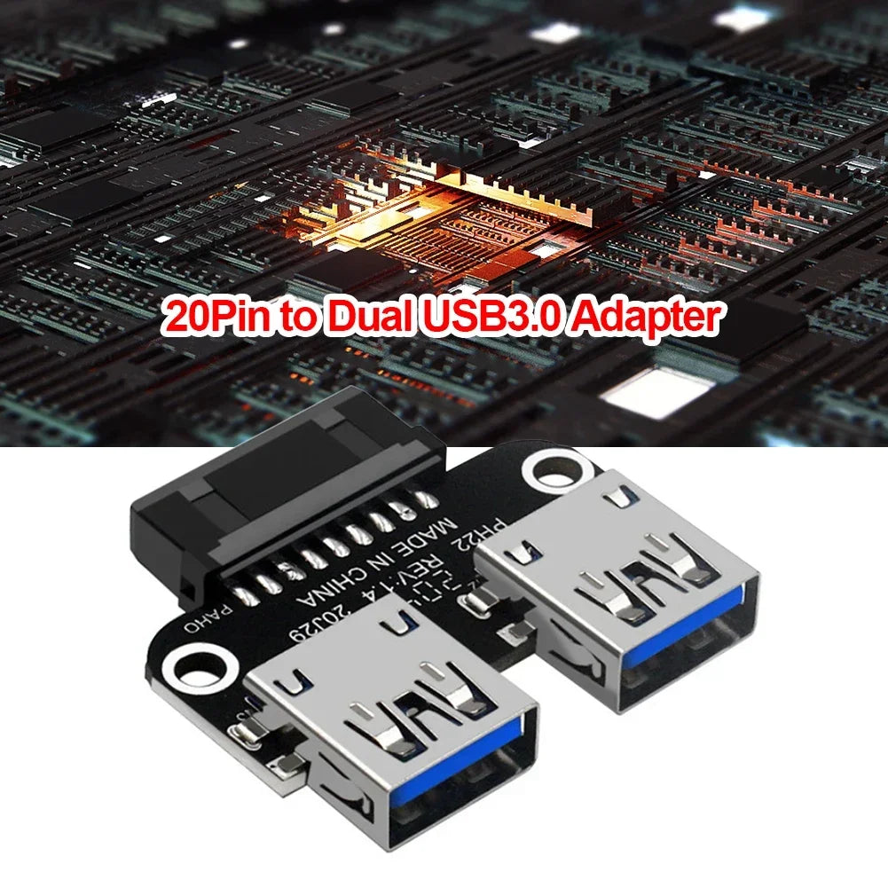 Motherboard USB 3.0 19/20Pin To Two Ports USB 3.0 A Socket Internal USB Converter Adapter for Desktop PC Mainboard Expansion