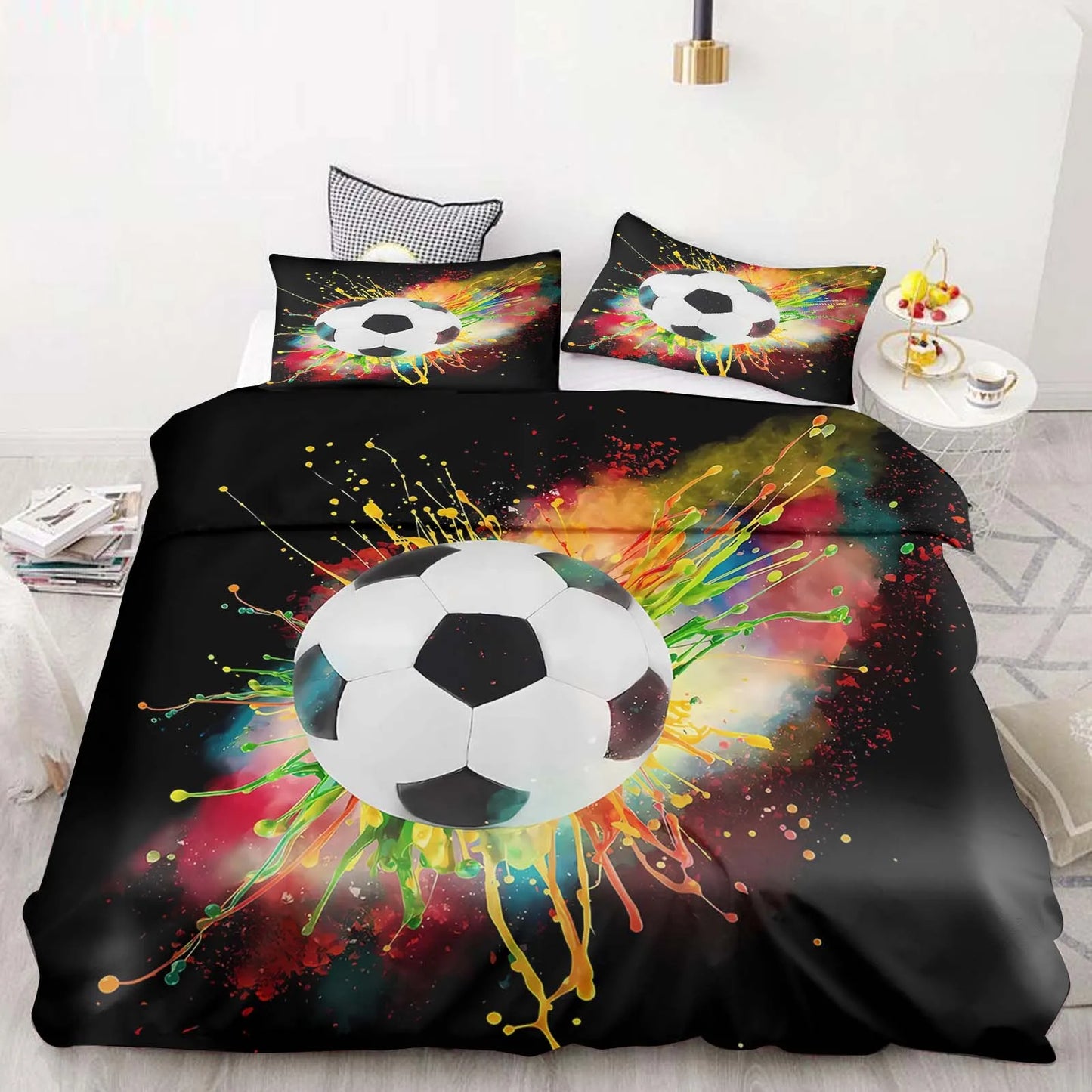 Football Duvet Cover Set Comforter Bedding 3d Children'S Bedding Set 3-Piece 1 Quilt Cover King Size