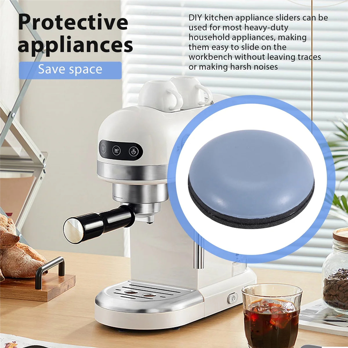 10Pcs Kitchen Appliance Sliders for Counter, Adhesive Sliding Tray Compatible with Most Coffee Makers, Air Fryers