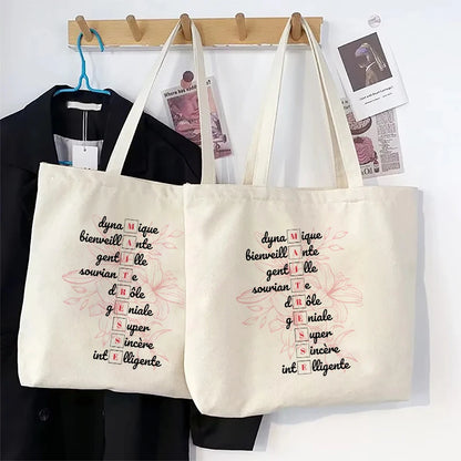 Teacher Theme Tote Bag Inspired School Shoulder Bag with French Style Design, Educational Motif Handbag Cadeau Maitresse D'école