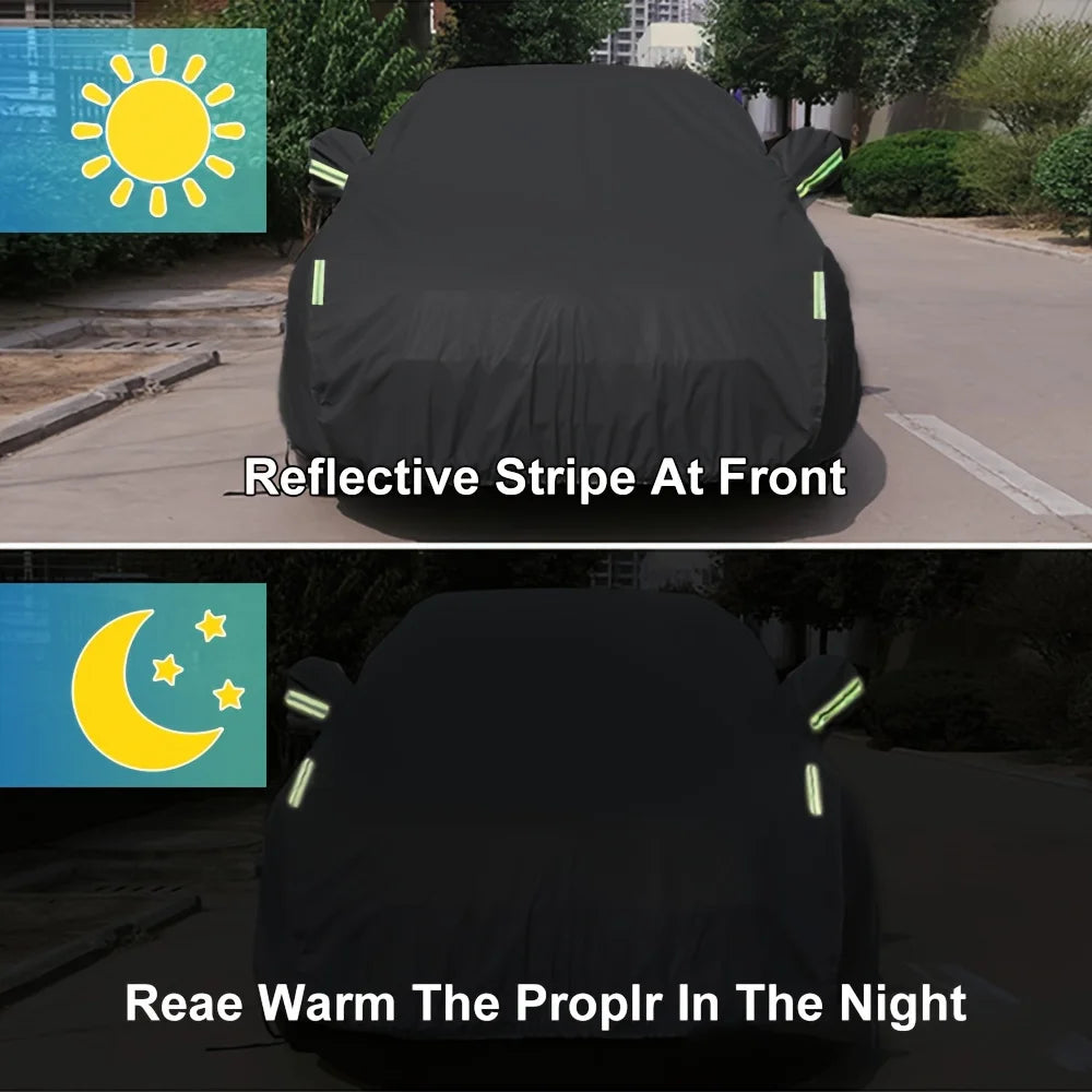 Car Cover Protect Outdoor Exterior Anti Sun Snow UV Winter Summer SUV Sedan Auto Sunshade Dustproof Waterproof Black Silver