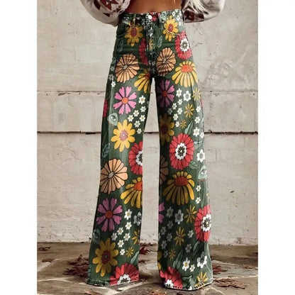 2025 Retro 3D Printing Fashion High Waist Pants High Street Loose Wide Leg Pants for Women Harajuku Trousers Spring Summer