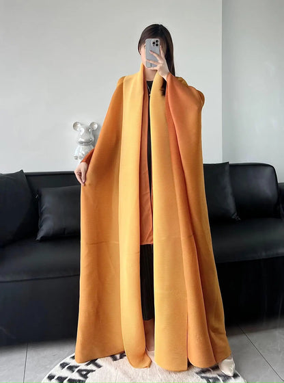 YUDX Wrinkled Women's Windbreaker Jacket Bat Sleeve Scarf Collar Gradient Long Robe Fashion Retro Coats and Jackets Women