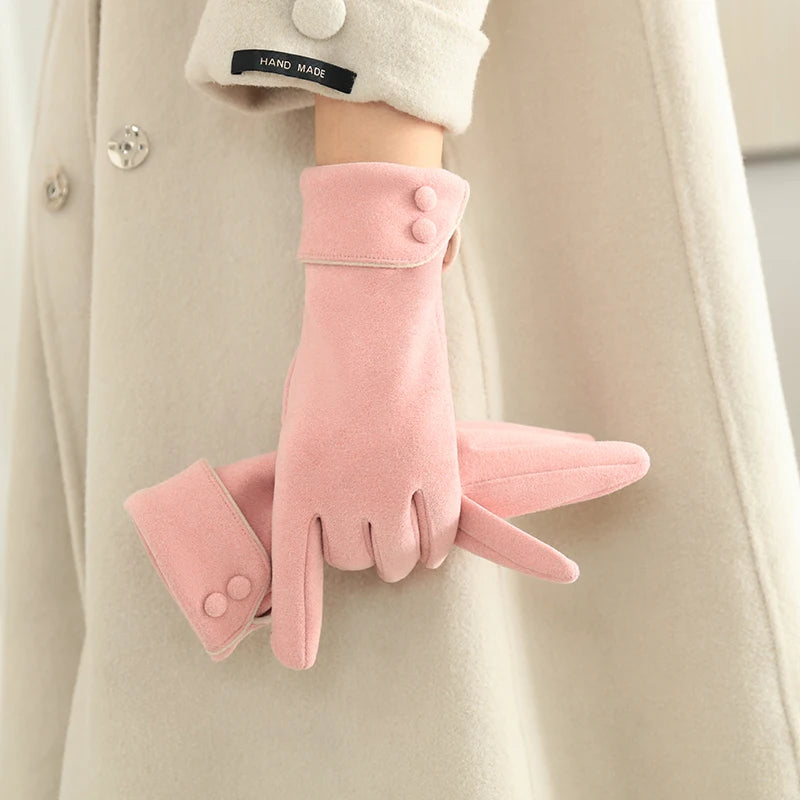 1 Pair of Women's Warm Gloves, Suitable for Women, with Velvet Lining, Windproof and Cold-Resistant, Available in Multiple Colors, Elegant and Stylish Gloves