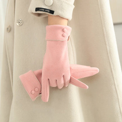 1 Pair of Women's Warm Gloves, Suitable for Women, with Velvet Lining, Windproof and Cold-Resistant, Available in Multiple Colors, Elegant and Stylish Gloves