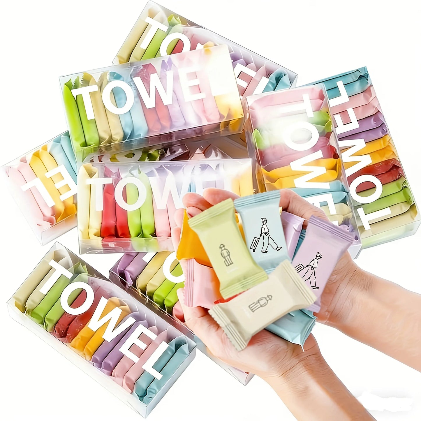 Colorful Compressed Disposable Towels - Portable And Thick Travel Towels, Versatile for Both Wet And Dry Use Suitable for Travel