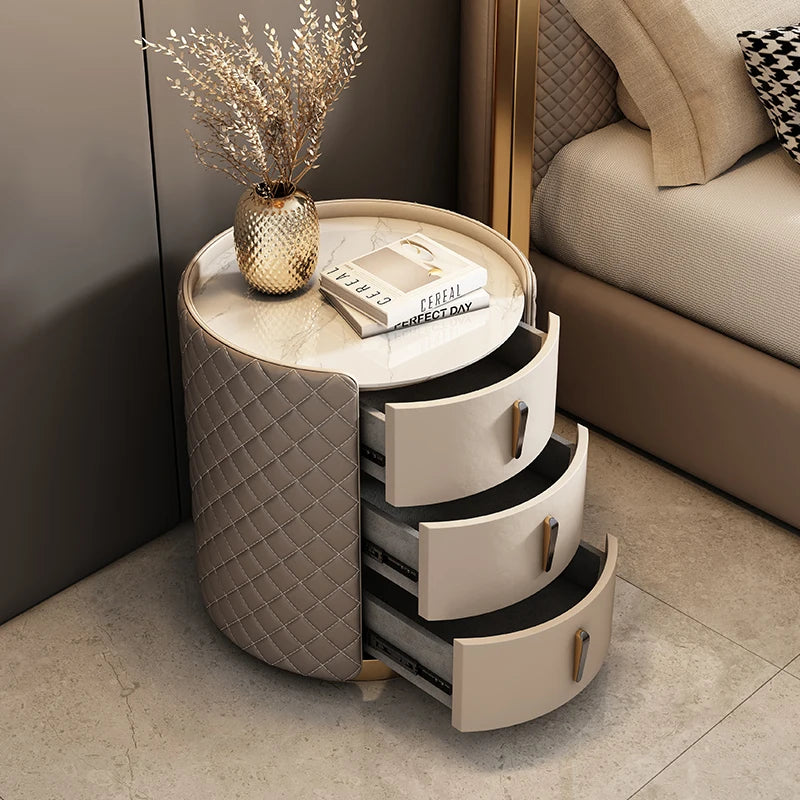 Storage Modern Nightstand Aesthetic Luxury Simple Leather Bedside Table Italian Trendy Muebles Para Cuarto Bedroom Furniture
