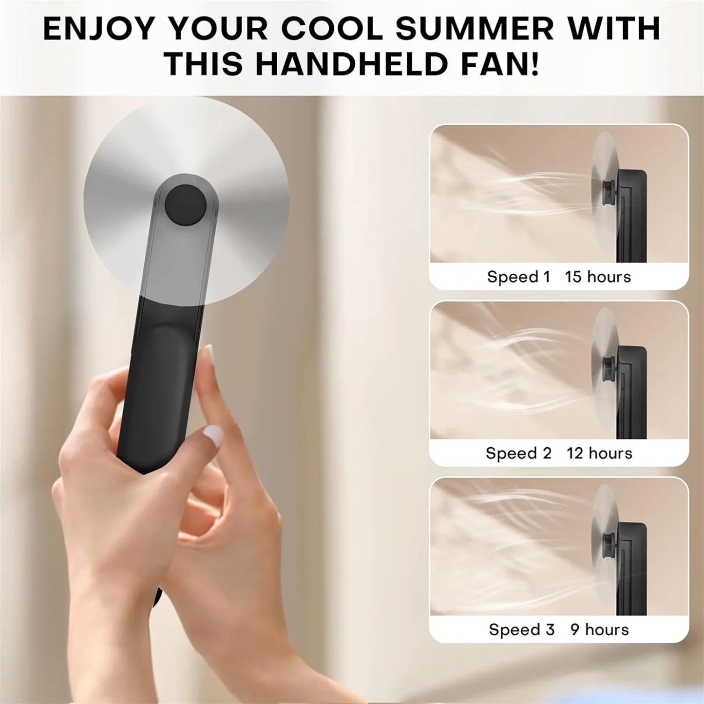 Portable Mini Handheld Fan, Small Pocket Fan, USB Rechargeable Personal Fan with Power Bank, Travel Essentials for Women