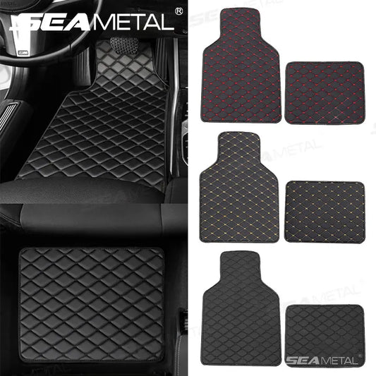SEAMETAL Car Floor Mats PU Waterproof Foot Pads 4Pcs Universal Auto Carpet Interior Floor Mat Anti Scratch Feet Pads Cushion