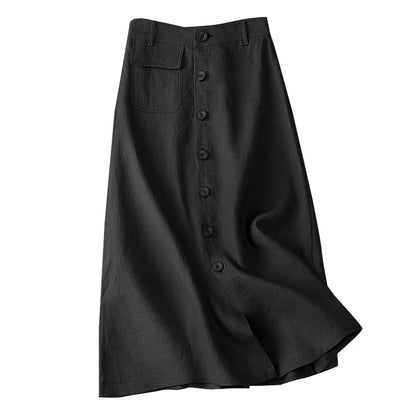 ZANZEA Women Casual Button Up A-line Skirts Summer Spring Cotton Midi Skirts Elegant High Waist Mujer Solid Temperament Faldas