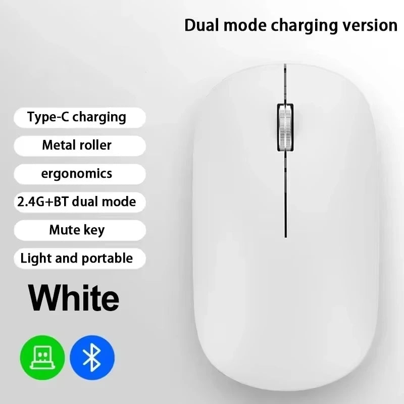 Lenovo Wireless Mouse with Type-C Fast Charging, Silent Click Dual-Mode for Multi-Device, 4 Adjustable DPI 2.4G + BT Dual-mode