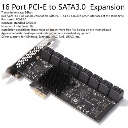 2/4/16 Ports SATA III PCIe Expansion Card 6Gbps SATA 3.0 to PCI-e 1X 4X 8X 16X PCI Express Adapter Card Support Win8 Win10 Linux
