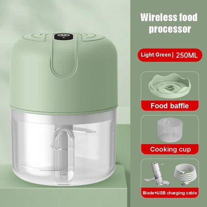 250ML Mini Electric Garlic Puree Machine Ginger Chili Chopper Onion Grinder Meat Grinder Kitchen Food Mixer for Efficient Cookin