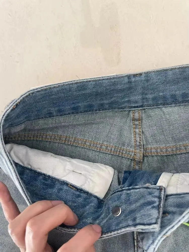 Mulheres perna larga calças de brim baggy senhora vintage y2k punk cintura baixa solta calças jeans streetwear moda lixo longo s