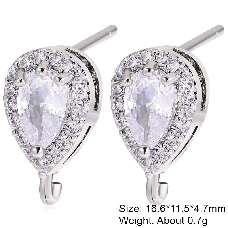 Juya 18K Gold Silver Plated Fastener Bales Fixture Earring Hook Locks For DIY Women Fashion Crystal Agate Charms Earrings Making