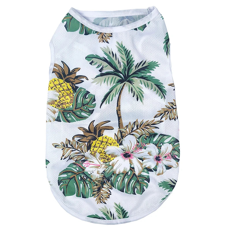 Pet Cat Vest Costume For Small Medium Dogs Cats Summer Breathable Island Print T-shirt Outdoor Travel Kitten Pug Coat Clothes