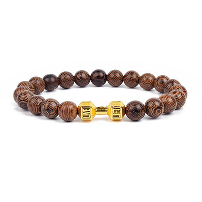 Dumbbells For Men Beads Bracelet Natural Black Volcanic Lava Stone Energy Barbell Fashion Bracelets Bangles Handmade Jewelry